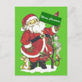 サンタクロースのかわいい動物のメリークリスマス シーズンポストカード (正面)