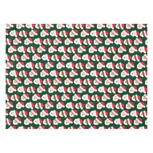 サンタクロースのさまざまな赤緑の肌色がトーンクリスマス テーブルクロス (正面(横))