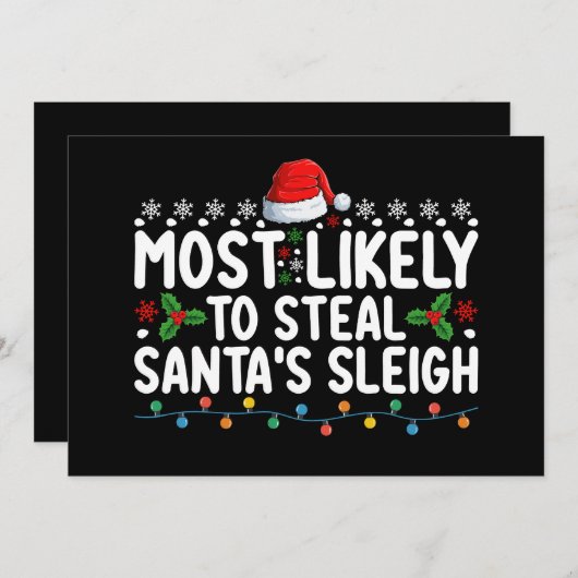 サンタクロースのそりを盗む可能性が高い 招待状 (正面/裏面)