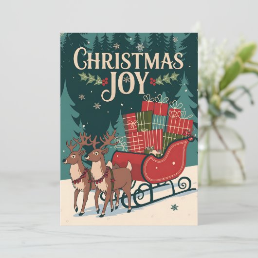 サンタクロースのそりディアクリスマスホリデーカード シーズンカード (スタンド正面)