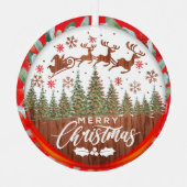 サンタクロースのそり メリークリスマス メタルオーナメント (正面)
