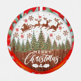 サンタクロースのそり メリークリスマス メタルオーナメント