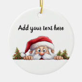 サンタクロースのぞきクリスマスツリー セラミックオーナメント (正面)