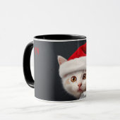 サンタクロースのぞき猫ひび割れた壁 マグカップ (正面左)