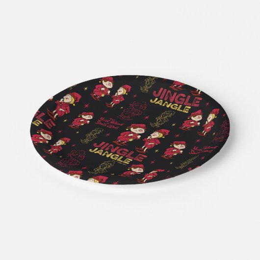 サンタクロースのない年™ |小妖精や小人パターン ペーパープレート (アングル)