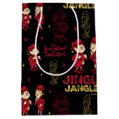 サンタクロースのない年™ |小妖精や小人パターン ミディアムペーパーバッグ (正面)