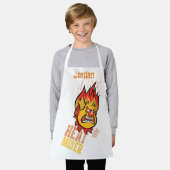 サンタクロースのない年™熱ミッサーが煙を上げる エプロン (着用した状態)