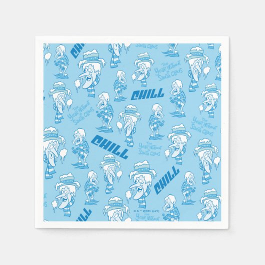 サンタクロースのない年™雪のミザー模様 スタンダードカクテルナプキン (正面)