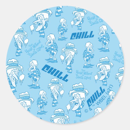 サンタクロースのない年™雪のミザー模様 ラウンドシール (正面)