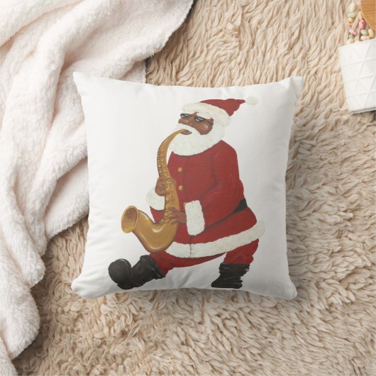 サンタクロースのアフリカ系アメリカ人の枕 クッション (ブランケット)