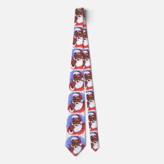 サンタクロースのアフリカ系アメリカ人の黒いクリスマス ネクタイ (正面)