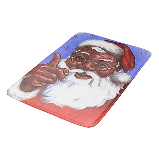 サンタクロースのアフリカ系アメリカ人の黒いクリスマス バスマット (アングル)
