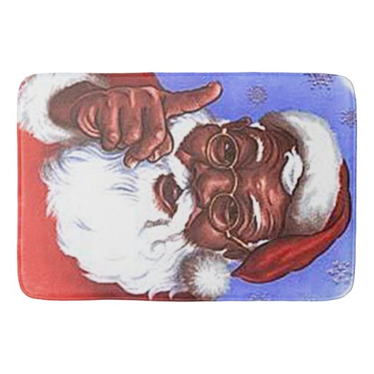 サンタクロースのアフリカ系アメリカ人の黒いクリスマス バスマット (正面)