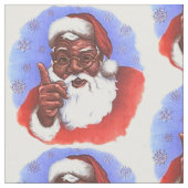 サンタクロースのアフリカ系アメリカ人の黒いクリスマス ファブリック (クローズアップ)