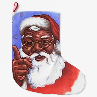 サンタクロースのアフリカ系アメリカ人の黒いクリスマス ラージクリスマスストッキング