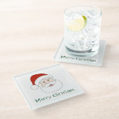 サンタクロースのイラストレーション及び文字 ガラスコースター (アングル)