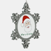 サンタクロースのイラストレーション及び文字 スノーフレークピューターオーナメント (左)