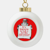 サンタクロースのオーナメントのピューターか陶磁器 セラミックボールオーナメント (正面)