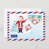サンタクロースのカタツムリの郵便封筒 シーズンポストカード (正面/裏面)