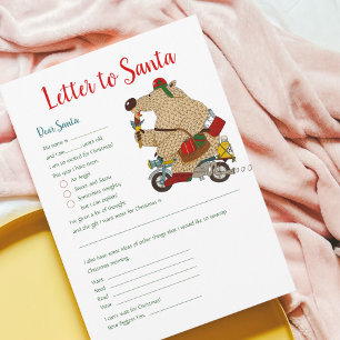 サンタクロースのクマへのクリスマスレター テンプレート