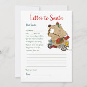 サンタクロースのクマへの子供のクリスマスレター テンプレート (正面)