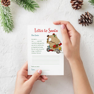 サンタクロースのクマへの子供のクリスマスレター テンプレート