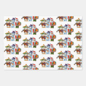 サンタクロースのクリスマスおもしろい3コーディネート ラッピングペーパーシート (正面2)