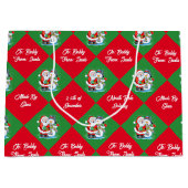 サンタクロースのクリスマスから名前をパーソナライズ ラージペーパーバッグ (正面)