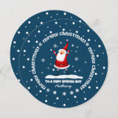 サンタクロースのクリスマスから特別な少年へ シーズンカード (正面/裏面)