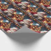 サンタクロースのクリスマスかわいい ラッピングペーパー (角)