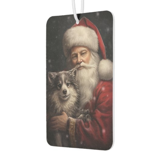 サンタクロースのクリスマスとアラスカンマラムテ カーエアーフレッシュナー (左)
