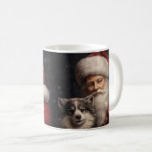 サンタクロースのクリスマスとアラスカンマラムテ コーヒーマグカップ (正面右)
