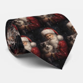 サンタクロースのクリスマスとアラスカンマラムテ ネクタイ (ロール)