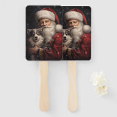 サンタクロースのクリスマスとアラスカンマラムテ ハンドファン (正面&裏面)