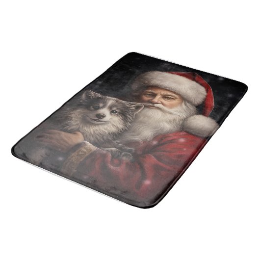 サンタクロースのクリスマスとアラスカンマラムテ バスマット (アングル)