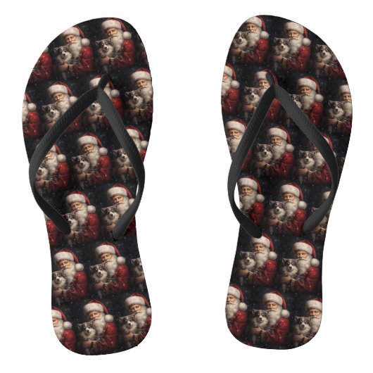 サンタクロースのクリスマスとアラスカンマラムテ ビーチサンダル (ソール)