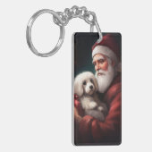 サンタクロースのクリスマスとコットン・ド・トリュア キーホルダー (正面左)