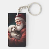 サンタクロースのクリスマスとコットン・ド・トリュア キーホルダー (裏面)