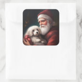 サンタクロースのクリスマスとコットン・ド・トリュア スクエアシール (バッグ)