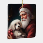 サンタクロースのクリスマスとコットン・ド・トリュア セラミックオーナメント (右)
