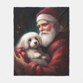 サンタクロースのクリスマスとコットン・ド・トリュア フリースブランケット (正面)