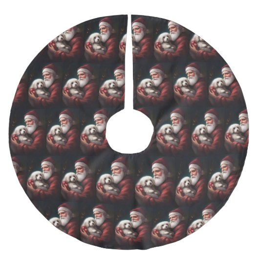 サンタクロースのクリスマスとコットン・ド・トリュア ブラッシュドポリエステルツリースカート (正面)
