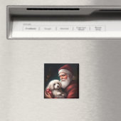 サンタクロースのクリスマスとコットン・ド・トリュア マグネット (インサイチュ (食洗機))