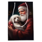 サンタクロースのクリスマスとコットン・ド・トリュア ミディアムペーパーバッグ (正面)