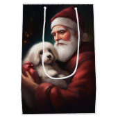 サンタクロースのクリスマスとコットン・ド・トリュア ミディアムペーパーバッグ (裏面)