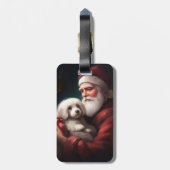 サンタクロースのクリスマスとコットン・ド・トリュア ラゲッジタグ (裏面縦)