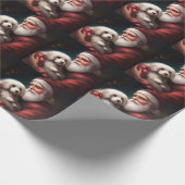 サンタクロースのクリスマスとコットン・ド・トリュア ラッピングペーパー (角)