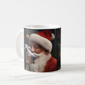 サンタクロースのクリスマスとブルーティック コーヒーマグカップ (正面左)