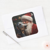 サンタクロースのクリスマスとブルーティック スクエアシール (封筒)