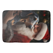 サンタクロースのクリスマスとブルーティック バスマット (正面)